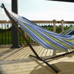 Hamac Avec Support Et Sac De Rangement Et Surprise Ronde - Lot De 2 - 2 Personnes - Max. Poids De Transport 200Kg - Ensemble Hamac - Hamacs - Tapis Suspendu Pour L'intérieur Et L'extérieur - Support Pour Hamac - Hamac - Blauw / Vert -Jardin Meubles Magasin 1200x1200 78