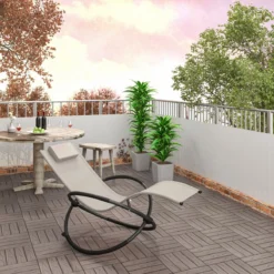 Chaise à Bascule D'extérieur Kamyra® - Chaise Longue, Chaise De Jardin, Chaise Longue - Résistant Aux Intempéries Et Confortable - 152x53x88 Cm - Beige -Jardin Meubles Magasin 1200x1200 785