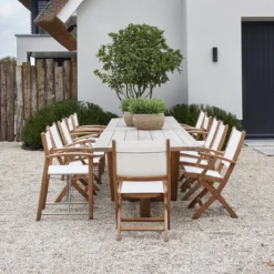 Riviera Maison Chaise De Jardin Sans Accoudoir - Gili Plein Air Dining Chair - Teck, Batyline - Wit -Jardin Meubles Magasin 1200x1200 808