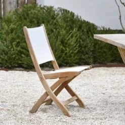 Riviera Maison Chaise De Jardin Sans Accoudoir - Gili Plein Air Dining Chair - Teck, Batyline - Wit -Jardin Meubles Magasin 1200x1200 809