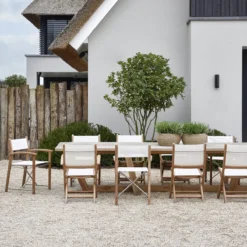Riviera Maison Chaise De Jardin Sans Accoudoir - Gili Plein Air Dining Chair - Teck, Batyline - Wit -Jardin Meubles Magasin 1200x1200 810