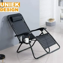 Happyment Chaises De Plage Pliables 2 Pièces - Chaises De Jardin Avec Table - Transat - 0° à 160° Réglable - Zwart -Jardin Meubles Magasin 1200x1200 839