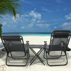 Happyment Chaises De Plage Pliables 2 Pièces - Chaises De Jardin Avec Table - Transat - 0° à 160° Réglable - Zwart -Jardin Meubles Magasin 1200x1200 840