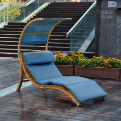 AXI Chaise Longue De Jardin Salina En Bois - Lit De Jardin Avec Toit & Coussin Pour Le Jardin - Bain De Soleil Individuelle Avec Toit Solaire Résistant Aux Intempéries En Bleu -Jardin Meubles Magasin 1200x1200 855