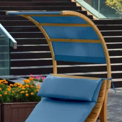 AXI Chaise Longue De Jardin Salina En Bois - Lit De Jardin Avec Toit & Coussin Pour Le Jardin - Bain De Soleil Individuelle Avec Toit Solaire Résistant Aux Intempéries En Bleu -Jardin Meubles Magasin 1200x1200 857