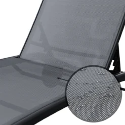 NATERIAL - Set De 2 Chaises Longues LYRA II - 2 X Chaises Longues Avec Dossier Réglable - 207x63x95 Cm - 4 Positions - Avec Roulettes - Fixe En Aluminium - Textilène - Anthracite -Jardin Meubles Magasin 1200x1200 858