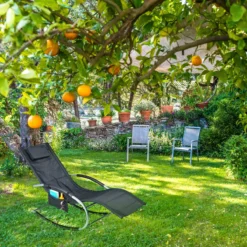 Chaise Longue Balançoire Relaxdays - Chaise Longue Noire Avec Kussen - Fauteuil Relax - Transat Ergonomique -Jardin Meubles Magasin 1200x1200 885