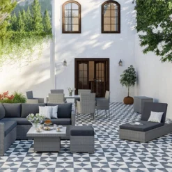 NATERIAL - Daybed DAVOS - Chaise Longue De Jardin Avec Dossier Réglable - Polyrotin - 197X65X36 Cm - 5 Positions - Avec Roulettes - Aluminium - Rotin Plastique - Grijs -Jardin Meubles Magasin 1200x1200 887