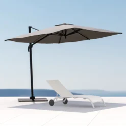 NATERIAL - Set De 2 Chaises Longues LYRA II - 2 X Chaises Longues Avec Dossier Réglable - 207x63x95 Cm - 4 Positions - Avec Roulettes - Fixe En Aluminium - Textilène - Wit -Jardin Meubles Magasin 1200x1200 895