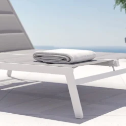 NATERIAL - Transat Double LISBOA - Transat De Jardin Avec Dossier Réglable - 203x128x43 Cm - Fix En Aluminium - Textilène - Wit -Jardin Meubles Magasin 1200x1200 900