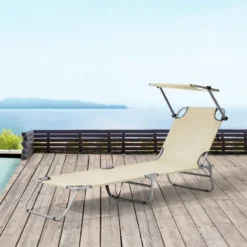 Lot De 2 Transats Avec Pare-Soleil Chaises Longues Inclinables Réglable En 5 Positions Bains De Soleil Design Avec Anses De Transport Capacité De Charge 110 Kg Acier Polyester Argenté Beige [casa.pro] -Jardin Meubles Magasin 1200x1200 905