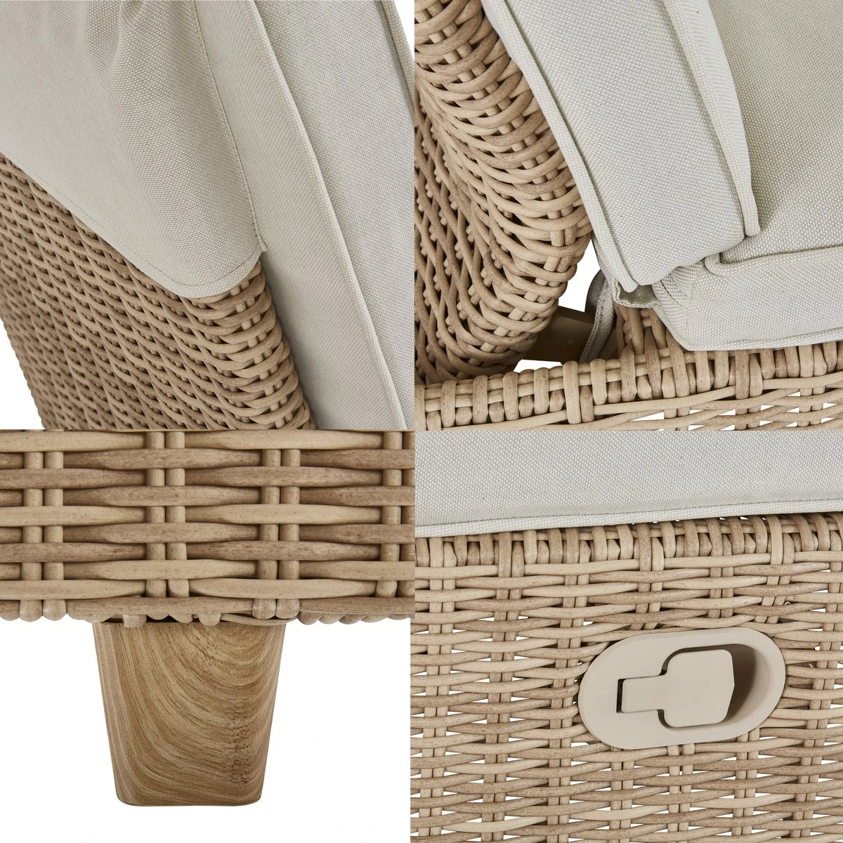 NATERIAL - Lot De 2 Transats MEDENA - 2 Fauteuils De Jardin - Chargeable Jusqu'à 160 Kg - 200X69X30/94 Cm - Bains De Soleil - Dossier Réglable - Aluminium - Polyrotin - Beige - Crème 3 NATERIAL - Lot De 2 Transats MEDENA - 2 Fauteuils De Jardin - Chargeable Jusqu'à 160 Kg - 200X69X30/94 Cm - Bains De Soleil - Dossier Réglable - Aluminium - Polyrotin - Beige - Crème – Image 3