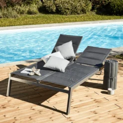NATERIAL - Transat Double LISBOA - Transat De Jardin Avec Dossier Réglable - 203x128x43 Cm - Fix En Aluminium - Textilène - Anthracite 11 NATERIAL - Transat Double LISBOA - Transat De Jardin Avec Dossier Réglable - 203x128x43 Cm - Fix En Aluminium - Textilène - Anthracite -Jardin Meubles Magasin 1200x1200 916