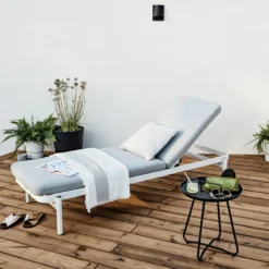 NATERIAL - Set De 2 Chaises Longues ARENA - 2 X Chaises Longues Avec Dossier Réglable - 198X82X90 Cm - 5 Positions - Avec Kussen - Avec Roulettes - Aluminium - Polypropylène - Wit - Grijs -Jardin Meubles Magasin 1200x1200 920