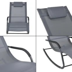 Lot De 2 Bains De Soleil à Bascule Fauteuils De Jardin à Repose-Tête Amovible Transats Stylés à Sèchage Rapide Capacité De Charge 120 Kg Acier Textile 147 X 63 X 89 Cm Gris Foncé [en.casa] -Jardin Meubles Magasin 1200x1200 932