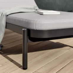 NATERIAL - Transat ARENA - Transat à Dossier Réglable - 198X82X90 Cm - 5 Positions - Avec Kussen - Avec Roulettes - Aluminium - Polypropylène - Zwart - Grijs -Jardin Meubles Magasin 1200x1200 956