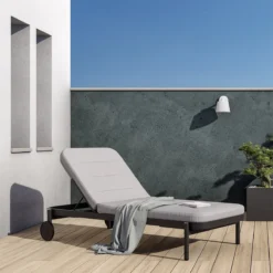 NATERIAL - Transat ARENA - Transat à Dossier Réglable - 198X82X90 Cm - 5 Positions - Avec Kussen - Avec Roulettes - Aluminium - Polypropylène - Zwart - Grijs -Jardin Meubles Magasin 1200x1200 957