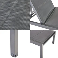 Set - Lot De 2 Bains De Soleil AQUILA - 2 Chaises De Jardin à Roulettes - Chargeable Jusqu'à 160 Kg - 200x75x36 Cm - Empilables - Bains De Soleil - Aluminium - Textilène - Anthracite -Jardin Meubles Magasin 1200x1200 965