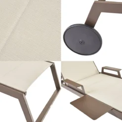 NATERIAL - Set De 2 Bains De Soleil ODYSSEA - 2 Chaises De Jardin à Roulettes - Capacité De Charge Jusqu'à 160 Kg - 222X64X87,5 Cm - Bains De Soleil - Aluminium - Textilène - Moka -Jardin Meubles Magasin 1200x1200 985