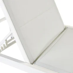 NATERIAL - Transat AQUILA - Transat De Jardin Avec Dossier Réglable - 200x75x36 Cm - Empilable - Avec Roulettes - Fixe En Aluminium - Textilène - Blanc -Jardin Meubles Magasin 1200x1200 991