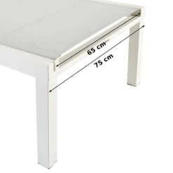 NATERIAL - Transat AQUILA - Transat De Jardin Avec Dossier Réglable - 200x75x36 Cm - Empilable - Avec Roulettes - Fixe En Aluminium - Textilène - Blanc -Jardin Meubles Magasin 1200x1200 992