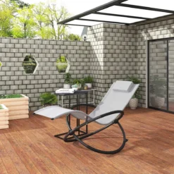 Set De 2 Bancs De Jardin Balançoire Chaise Longue, Pliable, Chargeable Jusqu'à 160 Kg, Housse Textile Gris Clair -Jardin Meubles Magasin 1200x1200 995