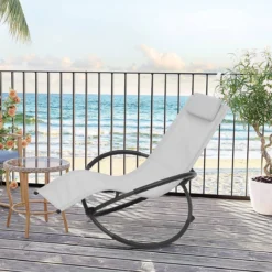 Set De 2 Bancs De Jardin Balançoire Chaise Longue, Pliable, Chargeable Jusqu'à 160 Kg, Housse Textile Gris Clair -Jardin Meubles Magasin 1200x1200 997