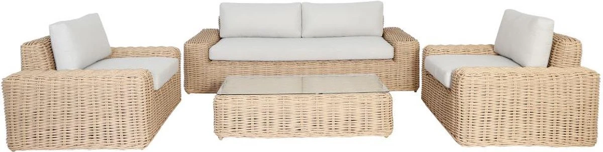 MYLIA Ensemble Lounge OBIDOS En Résine Tressée Et Verre Trempé : Un Canapé Trois Places, 2 Fauteuils Et Une Table Basse L 222 Cm X H 67 Cm X P 96 Cm 2 MYLIA Ensemble Lounge OBIDOS En Résine Tressée Et Verre Trempé : Un Canapé Trois Places, 2 Fauteuils Et Une Table Basse L 222 Cm X H 67 Cm X P 96 Cm – Image 2