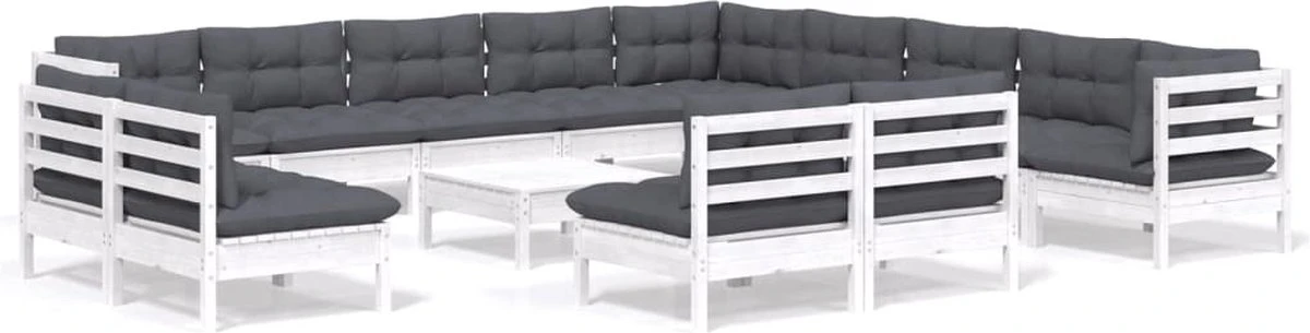 Prolenta Premium - Ensemble De Salon 14 Pièces Avec Coussins En Pin Massif Blanc - Maison Et Jardin 2 Prolenta Premium - Ensemble De Salon 14 Pièces Avec Coussins En Pin Massif Blanc - Maison Et Jardin – Image 2