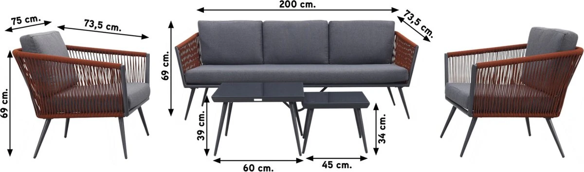 Garden Impressions Ensemble De Salon Canberra 5 Pièces - Corde - Gris Foncé/rouge/gris Clair 15 Garden Impressions Ensemble De Salon Canberra 5 Pièces - Corde - Gris Foncé/rouge/gris Clair – Image 15