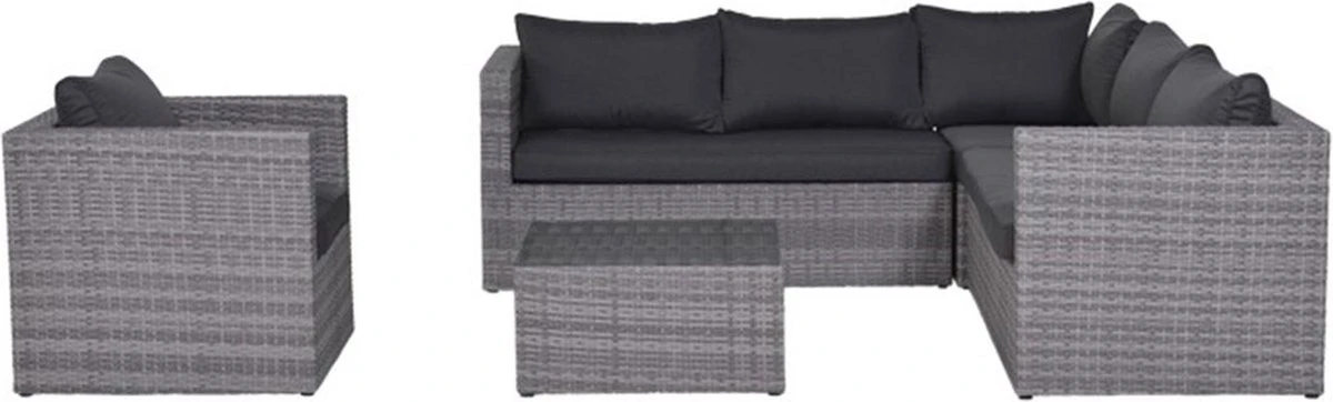 Garden Impressions Ensemble De Salon Lyon 5 Pièces Avec Chaise Longue De Jardin - Noir Reflex