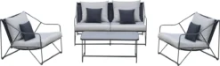 Ensemble De Jardin 4 Pièces Outsunny Transat Pour Groupe De Sièges D'extérieur Avec Coussins De Table Basse En Métal 84B-610