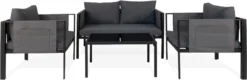 Salon De Jardin Artichok Fardau 4 Pièces Gris Foncé - Avec Coussins D'assise