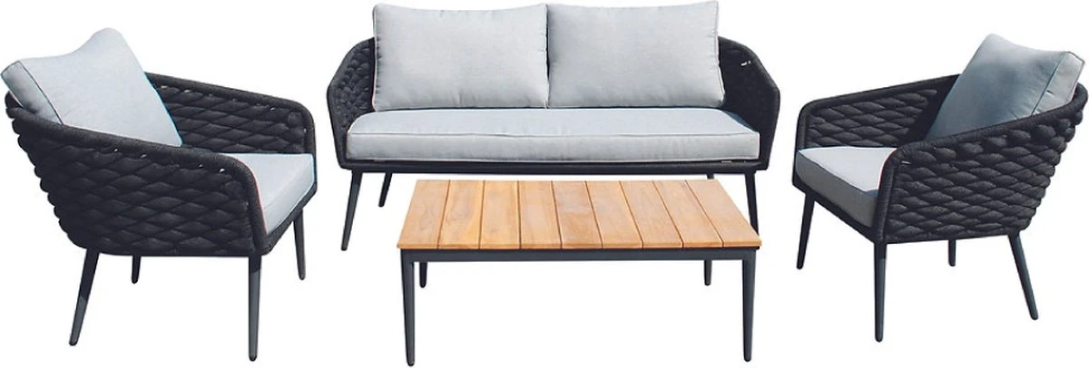 Ensemble De Salon DKS Ensemble De Jardin Ungaran Cadre En Alu Plastique Tressé Avec Coussins 1 Ensemble De Salon DKS Ensemble De Jardin Ungaran Cadre En Alu Plastique Tressé Avec Coussins