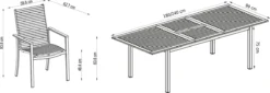 NATERIAL- Salon De Jardin Pour 8 Personnes - Table De Jardin ORIS 180/240x100 Cm - Table Extensible - 8 Chaises De Jardin DORA Avec Accoudoirs - Empilable - Salon - Aluminium - Plastique Recyclé -Jardin Meubles Magasin 1200x414 3