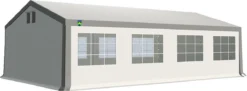 Tente De Fête 5x8 M, 240 Gr M² PE Structure En Acier Galvanisé, Construction Rapide, Avec Vannes De Condensat Et Clapets Anti-tirage | Blanc Gris