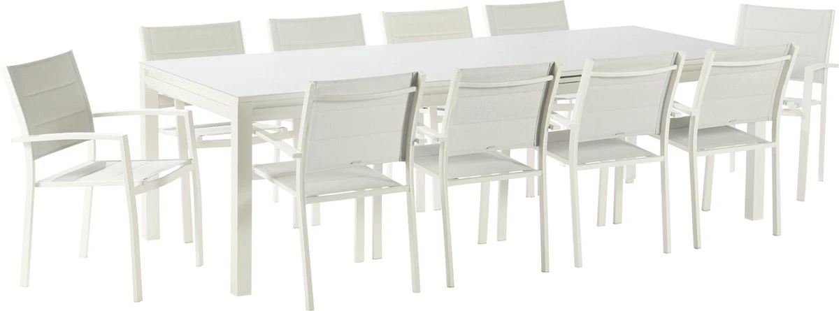 NATERIAL - Table De Jardin Extensible ODYSSEA - Table Extensible Pour 8 à 10 Personnes - 256/320x100cm - Table à Manger - Avec Plateau En Verre - Aluminium - Blanc 6 NATERIAL - Table De Jardin Extensible ODYSSEA - Table Extensible Pour 8 à 10 Personnes - 256/320x100cm - Table à Manger - Avec Plateau En Verre - Aluminium - Blanc – Image 6
