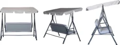 GENERIC - Balançoire De Jardin - Balançoire 3 Places Avec Auvent - Avec Kussen - Max.180kg - H.151 X L.170 X P.112 Cm - Acier - Polyester - Gris Foncé - Canapé Balançoire - Siège Balançoire 8 GENERIC - Balançoire De Jardin - Balançoire 3 Places Avec Auvent - Avec Kussen - Max.180kg - H.151 X L.170 X P.112 Cm - Acier - Polyester - Gris Foncé - Canapé Balançoire - Siège Balançoire -Jardin Meubles Magasin 1200x453