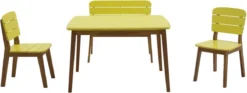 MYLIA Salon De Jardin Jaune Pour Enfant En Bois D'acacia : 2 Chaises, 1 Banc Et 1 Table - GOZO L 80 Cm X H 57 Cm X P 60 Cm -Jardin Meubles Magasin 1200x454 3