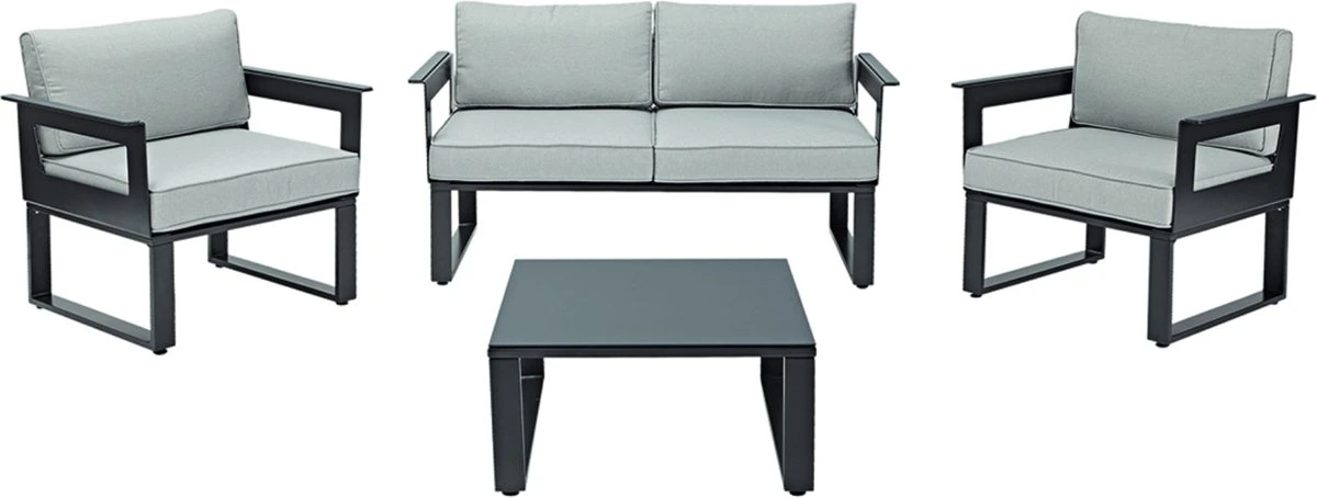 NATERIAL - Salon De Jardin ODYSSEA - Salon De Jardin - 4 Personnes - 1 Canapé Extérieur - 2 Fauteuils De Jardin - 1 Table Basse Extérieur 64x64x32 Cm - Aluminium - Acier - Grijs - Salon De Jardin 1 NATERIAL - Salon De Jardin ODYSSEA - Salon De Jardin - 4 Personnes - 1 Canapé Extérieur - 2 Fauteuils De Jardin - 1 Table Basse Extérieur 64x64x32 Cm - Aluminium - Acier - Grijs - Salon De Jardin