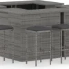 Ensemble De Bar De Jardin Premium - Bar De Jardin 16 Pièces Avec Coussins Poly Rotin Gris