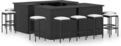 Ensemble De Bar De Jardin Premium - Ensemble De Bar De Jardin 16 Pièces Avec Coussins Polyrotin Noir