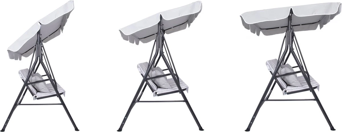 Banc De Balançoire Springos | Luna-Balançoire | 3 Places | Imperméable à L'eau | Comprend 2 Coussins | Auvent Réglable | 170 X 110 X 150 Cm | Rayé Gris Clair 17 Banc De Balançoire Springos | Luna-Balançoire | 3 Places | Imperméable à L'eau | Comprend 2 Coussins | Auvent Réglable | 170 X 110 X 150 Cm | Rayé Gris Clair – Image 17