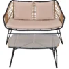 Canapé De Jardin Outsunny En Poly-rotin Ensemble De 4 Canapés En Rotin Acier Polyester Kaki + Beige 860-165