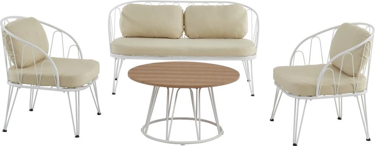 MYLIA Salon De Jardin En Métal : 1 Canapé 2 Places, 2 Fauteuils Et 1 Table Basse - Wit - ARLESAN L 138 Cm X H 77,5 Cm X P 68 Cm 4 MYLIA Salon De Jardin En Métal : 1 Canapé 2 Places, 2 Fauteuils Et 1 Table Basse - Wit - ARLESAN L 138 Cm X H 77,5 Cm X P 68 Cm – Image 4