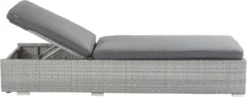 NATERIAL - Daybed DAVOS - Chaise Longue De Jardin Avec Dossier Réglable - Polyrotin - 197X65X36 Cm - 5 Positions - Avec Roulettes - Aluminium - Rotin Plastique - Grijs