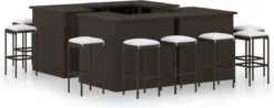 Ensemble De Bar De Jardin Premium - Ensemble De Bar De Jardin 16 Pièces Avec Coussins Poly Rotin Marron