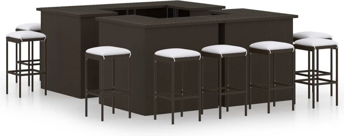 Ensemble De Bar De Jardin Premium - Ensemble De Bar De Jardin 16 Pièces Avec Coussins Poly Rotin Marron 1 Ensemble De Bar De Jardin Premium - Ensemble De Bar De Jardin 16 Pièces Avec Coussins Poly Rotin Marron