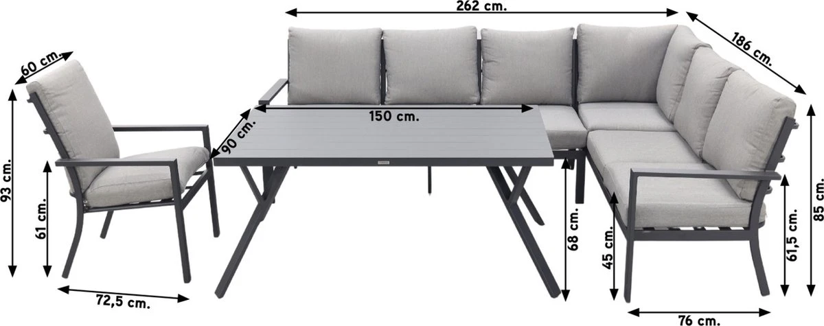 Garden Impressions Senja Salon Salle à Manger 4 Pièces Droite Avec Chaise - Gris Foncé 8 Garden Impressions Senja Salon Salle à Manger 4 Pièces Droite Avec Chaise - Gris Foncé – Image 8