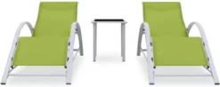VidaXL Ensemble De Lit Lounge - 2 Pièces - Avec Table - Vert - Sun Longues - Chaise VidaXL - Jardin - Ensemble De Chaises Longues - 2 Pièces